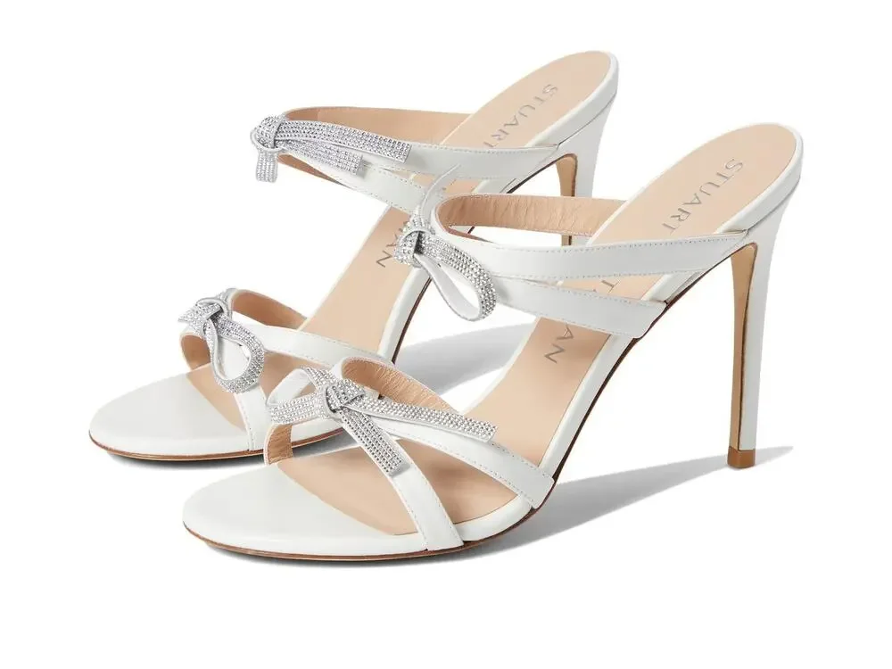 STUART WEITZMAN BOW 100 SLIDE WHITE 9 B